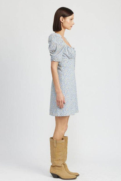 FLORAL MINI DRESS WITH PUFF SLEEVES - Shop Style & More | Fresh Looks, Everyday Deals & Free Shipping