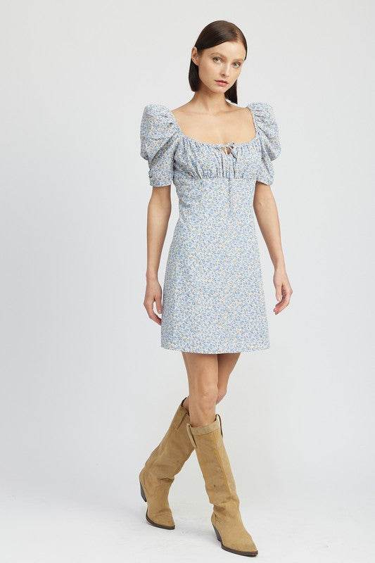 FLORAL MINI DRESS WITH PUFF SLEEVES - Shop Style & More | Fresh Looks, Everyday Deals & Free Shipping