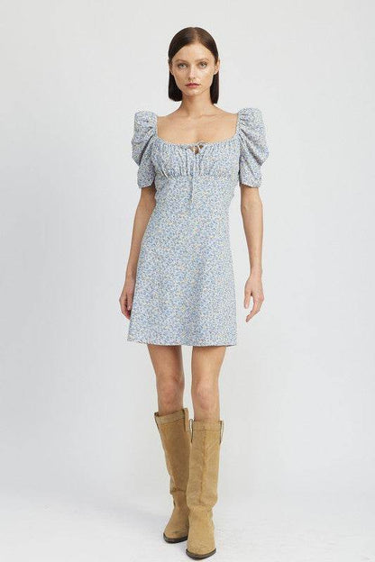 FLORAL MINI DRESS WITH PUFF SLEEVES - Shop Style & More | Fresh Looks, Everyday Deals & Free Shipping