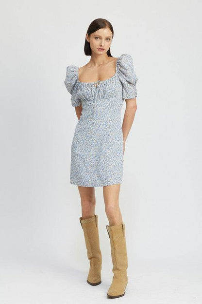FLORAL MINI DRESS WITH PUFF SLEEVES - Shop Style & More | Fresh Looks, Everyday Deals & Free Shipping