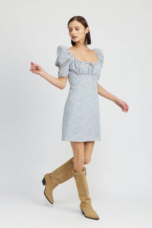 FLORAL MINI DRESS WITH PUFF SLEEVES - Shop Style & More | Fresh Looks, Everyday Deals & Free Shipping