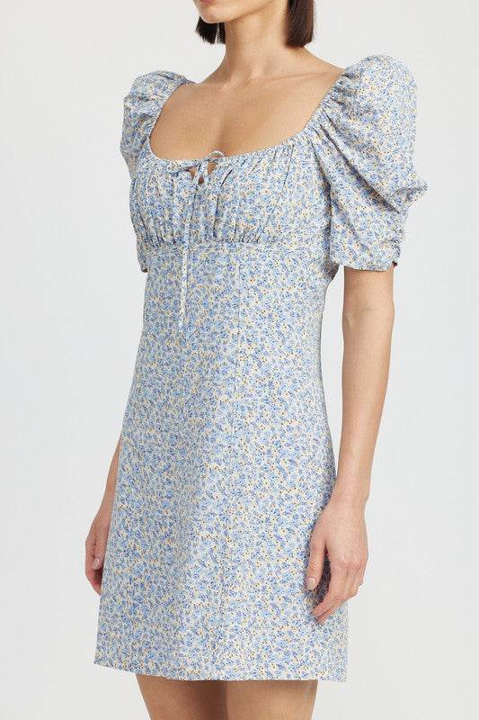 FLORAL MINI DRESS WITH PUFF SLEEVES - Shop Style & More | Fresh Looks, Everyday Deals & Free Shipping