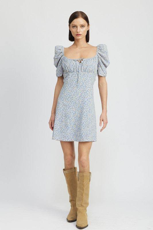 FLORAL MINI DRESS WITH PUFF SLEEVES - Shop Style & More | Fresh Looks, Everyday Deals & Free Shipping