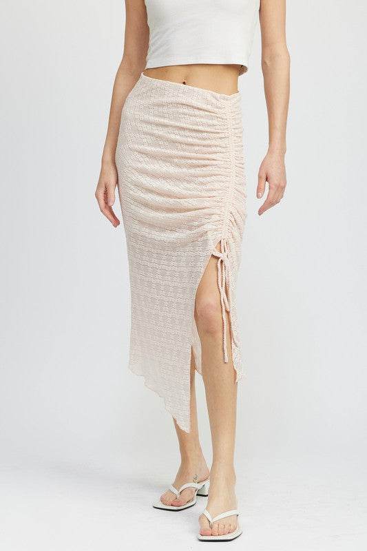 RUCHED LACE SKIT WITH HIGH SLIT - Shop Style & More | Fresh Looks, Everyday Deals & Free Shipping