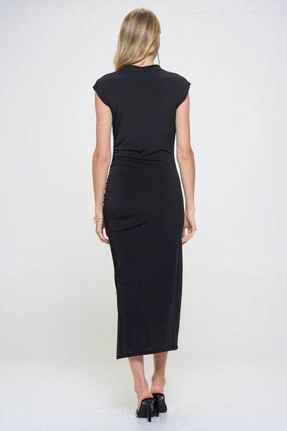 Made in USA Sleeveless Ruched Dress with Slit - Shop Style & More | Fresh Looks, Everyday Deals & Free Shipping