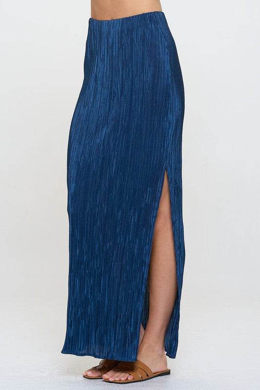 Made in USA Plisse Maxi Skirt with Slit - Shop Style & More | Fresh Looks, Everyday Deals & Free Shipping