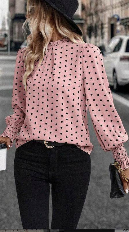 Polka Dot Print Lantern Sleeve Blouse - Shop Style & More | Fresh Looks, Everyday Deals & Free Shipping