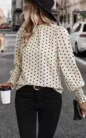 Polka Dot Print Lantern Sleeve Blouse - Shop Style & More | Fresh Looks, Everyday Deals & Free Shipping