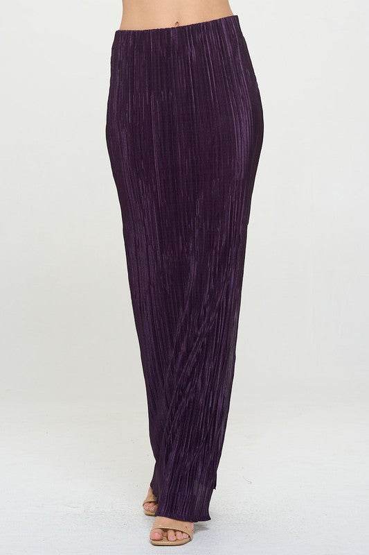 Made in USA Plisse Maxi Skirt with Slit - Shop Style & More | Fresh Looks, Everyday Deals & Free Shipping