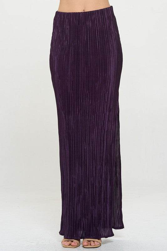Made in USA Plisse Maxi Skirt with Slit - Shop Style & More | Fresh Looks, Everyday Deals & Free Shipping