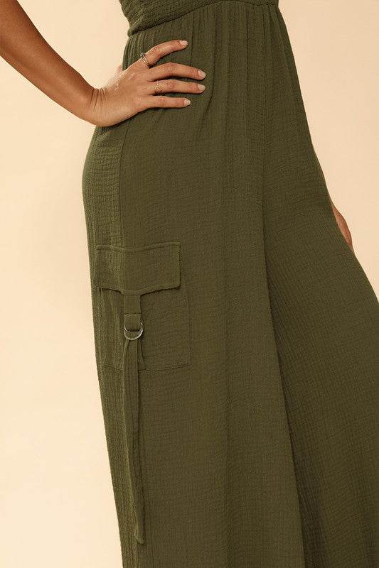 Smocked wide leg cargo jumpsuit - Shop Style & More | Fresh Looks, Everyday Deals & Free Shipping