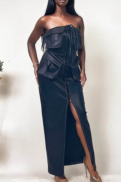 Athina button detailed PU black leather dress - Shop Style & More | Fresh Looks, Everyday Deals & Free Shipping