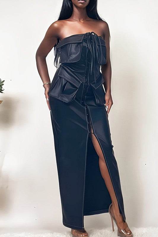 Athina button detailed PU black leather dress - Shop Style & More | Fresh Looks, Everyday Deals & Free Shipping