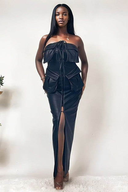 Athina button detailed PU black leather dress - Shop Style & More | Fresh Looks, Everyday Deals & Free Shipping