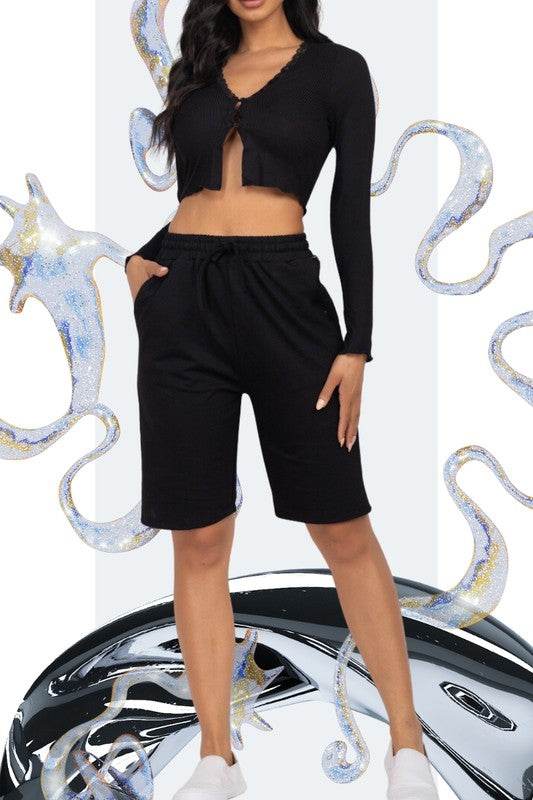 French Terry Bermuda Elastic waistband Shorts - Shop Style & More | Fresh Looks, Everyday Deals & Free Shipping