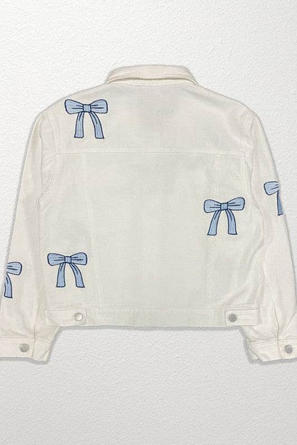 Embroidered bow denim jacket - Shop Style & More | Fresh Looks, Everyday Deals & Free Shipping
