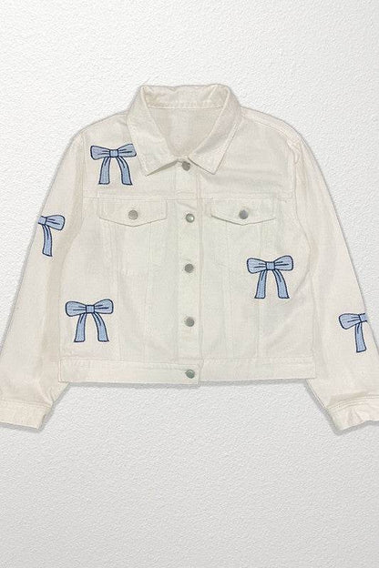 Embroidered bow denim jacket - Shop Style & More | Fresh Looks, Everyday Deals & Free Shipping