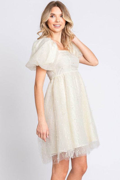Pearl Mesh Babydoll Mini Dress - Shop Style & More | Fresh Looks, Everyday Deals & Free Shipping