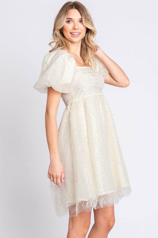 Pearl Mesh Babydoll Mini Dress - Shop Style & More | Fresh Looks, Everyday Deals & Free Shipping