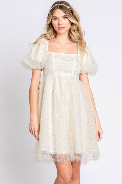 Pearl Mesh Babydoll Mini Dress - Shop Style & More | Fresh Looks, Everyday Deals & Free Shipping