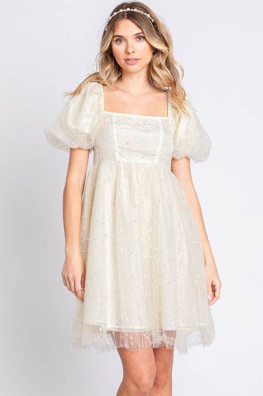 Pearl Mesh Babydoll Mini Dress - Shop Style & More | Fresh Looks, Everyday Deals & Free Shipping
