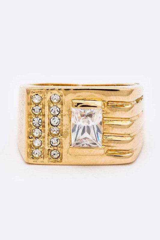 Crystal Square Unisex Gold Ring - Shop Style & More | Fresh Looks, Everyday Deals & Free Shipping