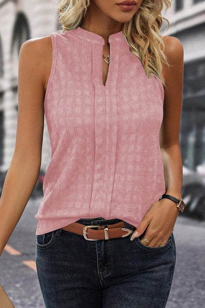 Textured Notched Neckline Tank Top - Shop Style & More | Fresh Looks, Everyday Deals & Free Shipping