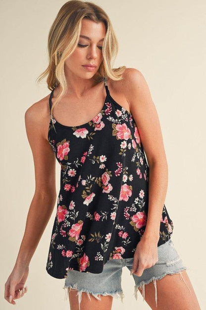 Floral Spaghetti Straps Strappy Back Tank Top - Shop Style & More | Fresh Looks, Everyday Deals & Free Shipping
