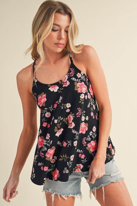 Floral Spaghetti Straps Strappy Back Tank Top - Shop Style & More | Fresh Looks, Everyday Deals & Free Shipping