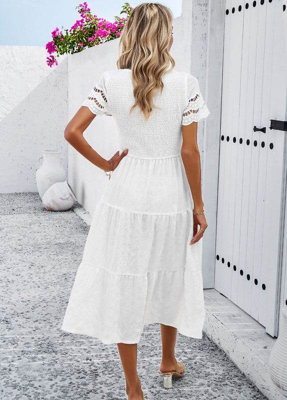 Smocked Tiered Midi Dress - Shop Style & More | Fresh Looks, Everyday Deals & Free Shipping