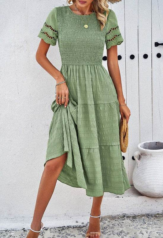 Smocked Tiered Midi Dress - Shop Style & More | Fresh Looks, Everyday Deals & Free Shipping