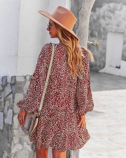 Womens V Neck Floral Mini Dress Long Sleeve - Shop Style & More | Fresh Looks, Everyday Deals & Free Shipping