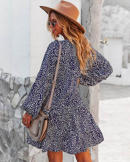 Womens V Neck Floral Mini Dress Long Sleeve - Shop Style & More | Fresh Looks, Everyday Deals & Free Shipping