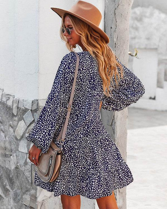 Womens V Neck Floral Mini Dress Long Sleeve - Shop Style & More | Fresh Looks, Everyday Deals & Free Shipping