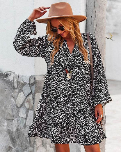 Womens V Neck Floral Mini Dress Long Sleeve - Shop Style & More | Fresh Looks, Everyday Deals & Free Shipping