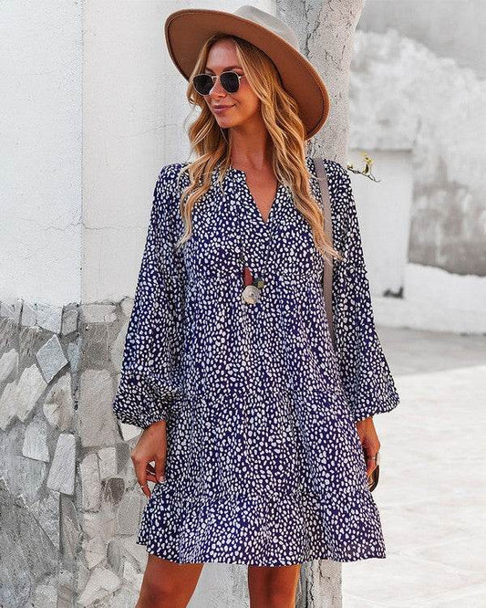 Womens V Neck Floral Mini Dress Long Sleeve - Shop Style & More | Fresh Looks, Everyday Deals & Free Shipping
