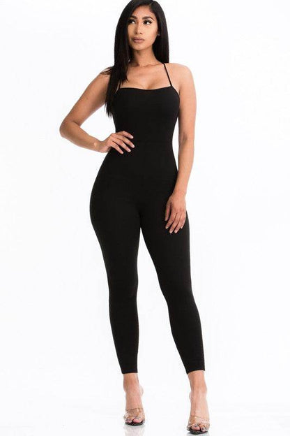 Criss-Cross Open Back Bodycon Jumpsuit - Shop Style & More | Fresh Looks, Everyday Deals & Free Shipping