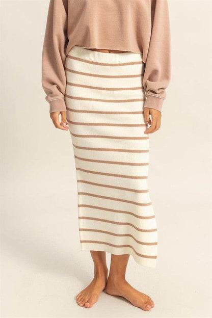 HYFVE Side Slit Striped Bodycon Sweater Skirt - Shop Style & More | Fresh Looks, Everyday Deals & Free Shipping