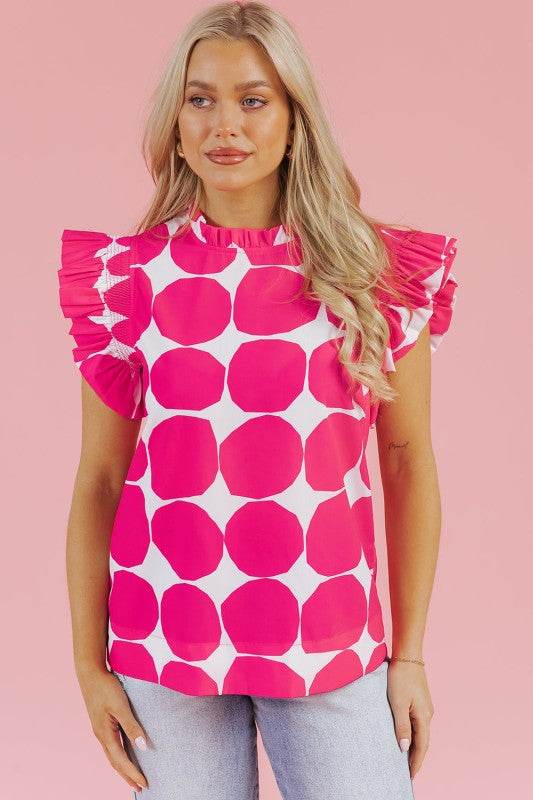 Loretta Bubblegum Pattern Frilled Top - Shop Style & More | Fresh Looks, Everyday Deals & Free Shipping