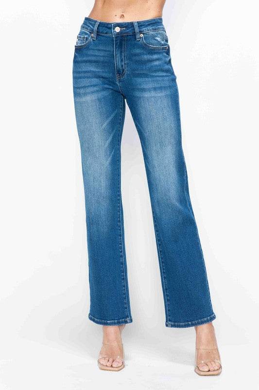 bytos Full Size Cat's Whiskers High Rise Straight Jeans - Shop Style & More | Fresh Looks, Everyday Deals & Free Shipping
