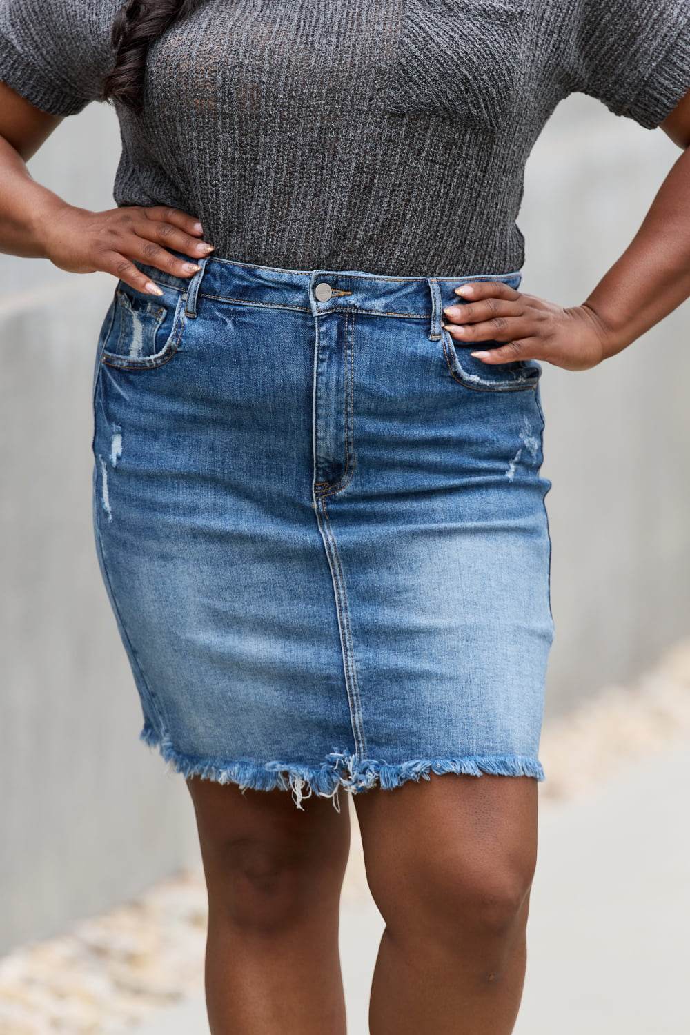 RISEN Amelia Full Size Denim Mini Skirt - Shop Style & More | Fresh Looks, Everyday Deals & Free Shipping