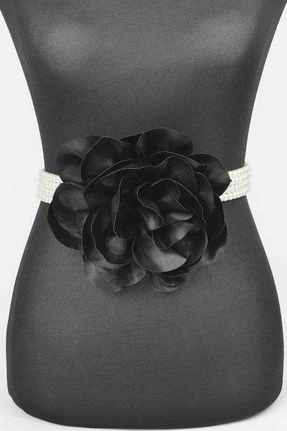 Oversize Satin Flower Pearl Strand Elastic Belt - Shop Style & More | Fresh Looks, Everyday Deals & Free Shipping