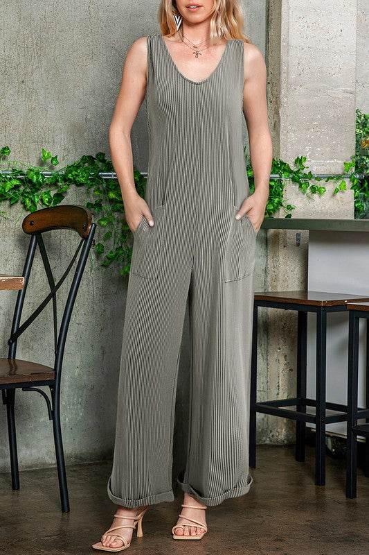 Corded Tie Straps V Neck Wide Leg Jumpsuit - Shop Style & More | Fresh Looks, Everyday Deals & Free Shipping