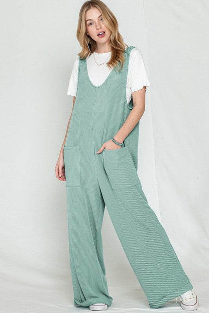 Corded Tie Straps V Neck Wide Leg Jumpsuit - Shop Style & More | Fresh Looks, Everyday Deals & Free Shipping