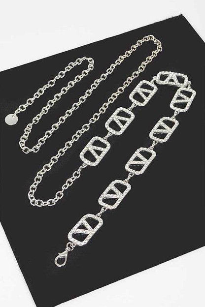 Plus Size Rhinestone Logo Chain Belt - Shop Style & More | Fresh Looks, Everyday Deals & Free Shipping