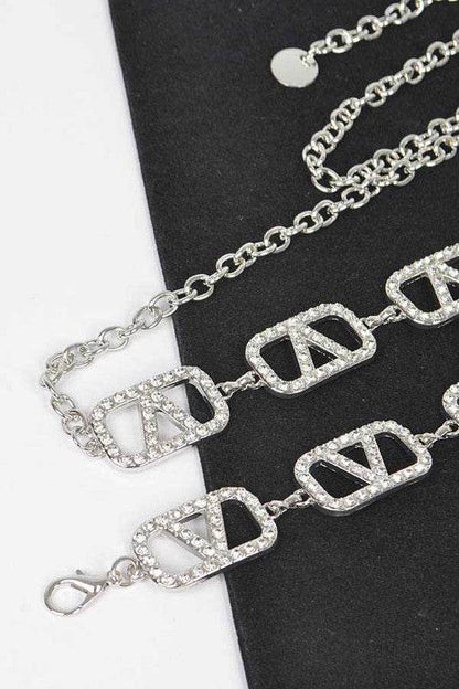 Plus Size Rhinestone Logo Chain Belt - Shop Style & More | Fresh Looks, Everyday Deals & Free Shipping
