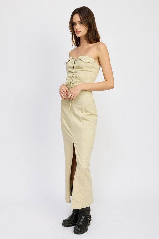 LACE UP CORSET DRESS WITH FRONT SLIT - Shop Style & More | Fresh Looks, Everyday Deals & Free Shipping