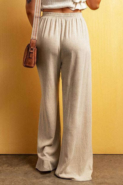 Beige Viscose Linen floor length wide leg pants - Shop Style & More | Fresh Looks, Everyday Deals & Free Shipping