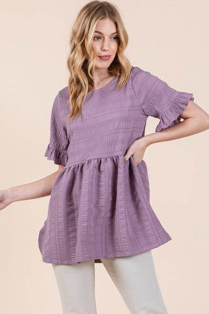 Textured Ruffle Sleeve Tunic - Shop Style & More | Fresh Looks, Everyday Deals & Free Shipping