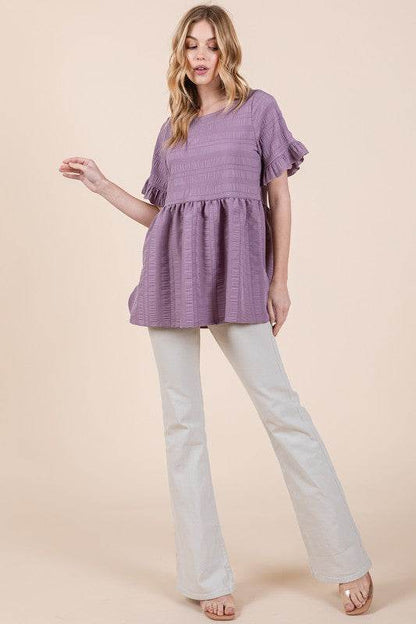 Textured Ruffle Sleeve Tunic - Shop Style & More | Fresh Looks, Everyday Deals & Free Shipping
